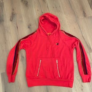 Aviator Nation women’s red hoodie with velvet 5 stripes. Pristine like new.